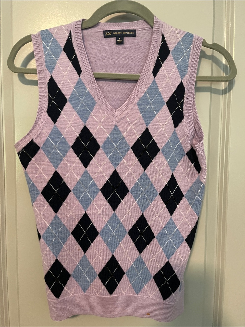 Brooks Brothers Lavender and Light Blue Argyle Sweater Vest